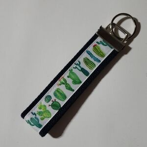 Navy Cactus Southwestern Print handmade Wristlet Key Fob women's Keychain holder